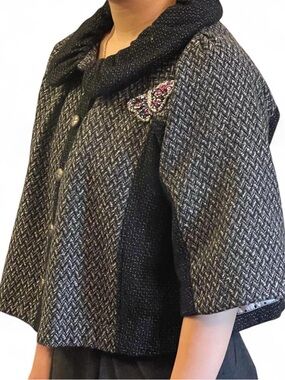 Vintage French Butterfly Tweed Beaded Bolero Catimini teen preteen XL 16 girls